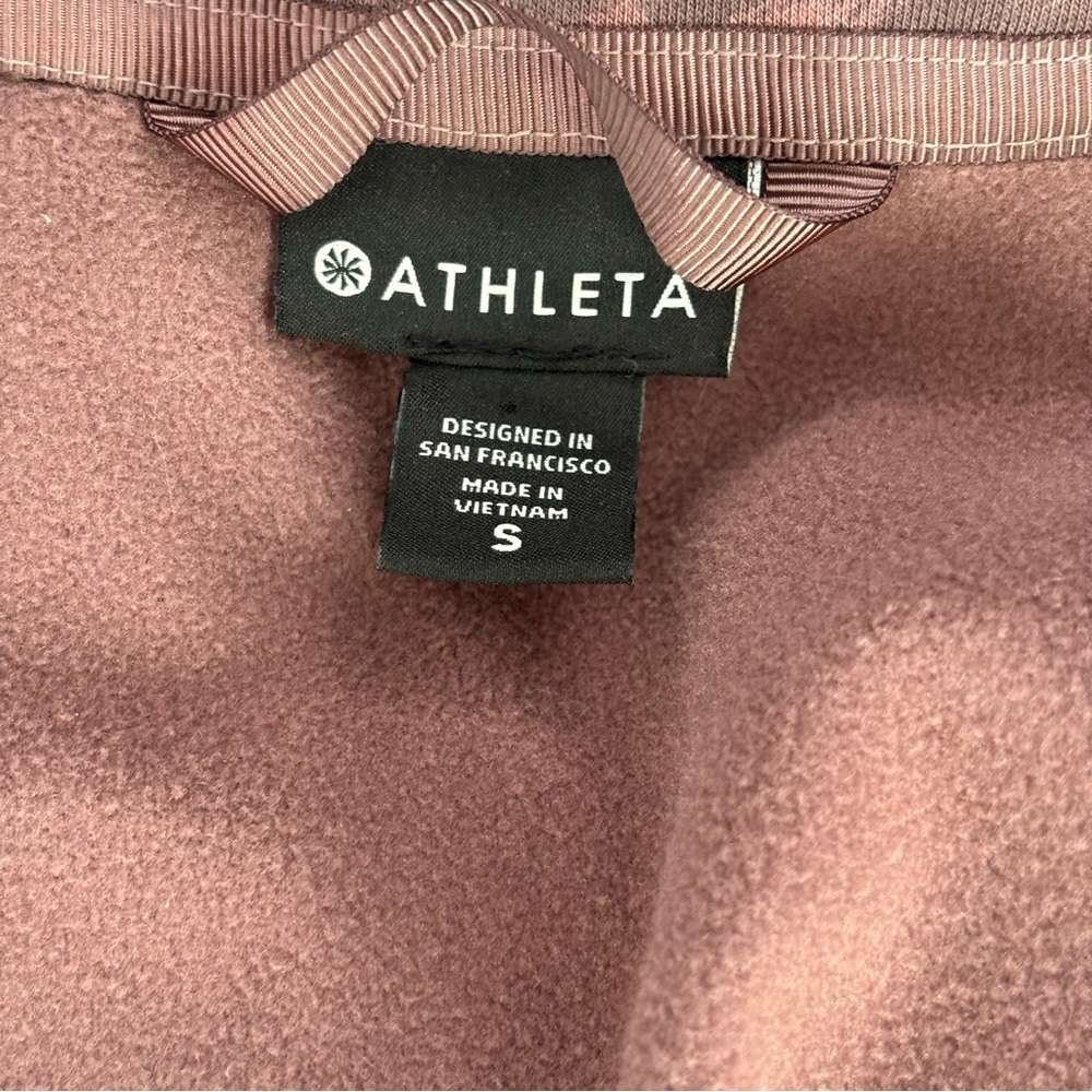 ATHLETA Triumph Printed Hoodie Sz S Smoked Mauve Brown Lynx Sweatshirt Jacket - Picture 8 of 10